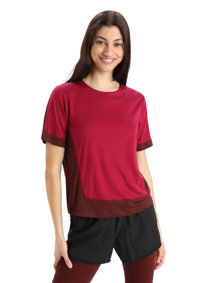 T Shirts Icebreaker ZoneKnit™ Merino Corta Sleeve Boxy Femme Rose | FR 1588FDNM